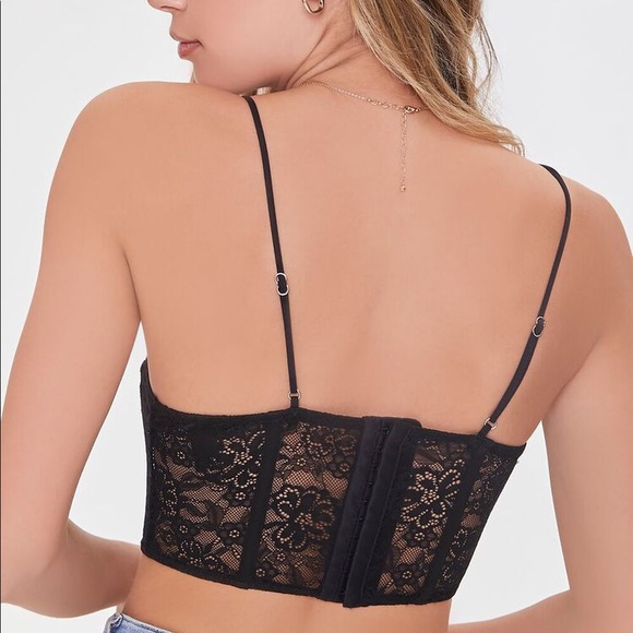 NWT Forever 21 floral lace cami bralette - black - size S - Picture 2 of 5